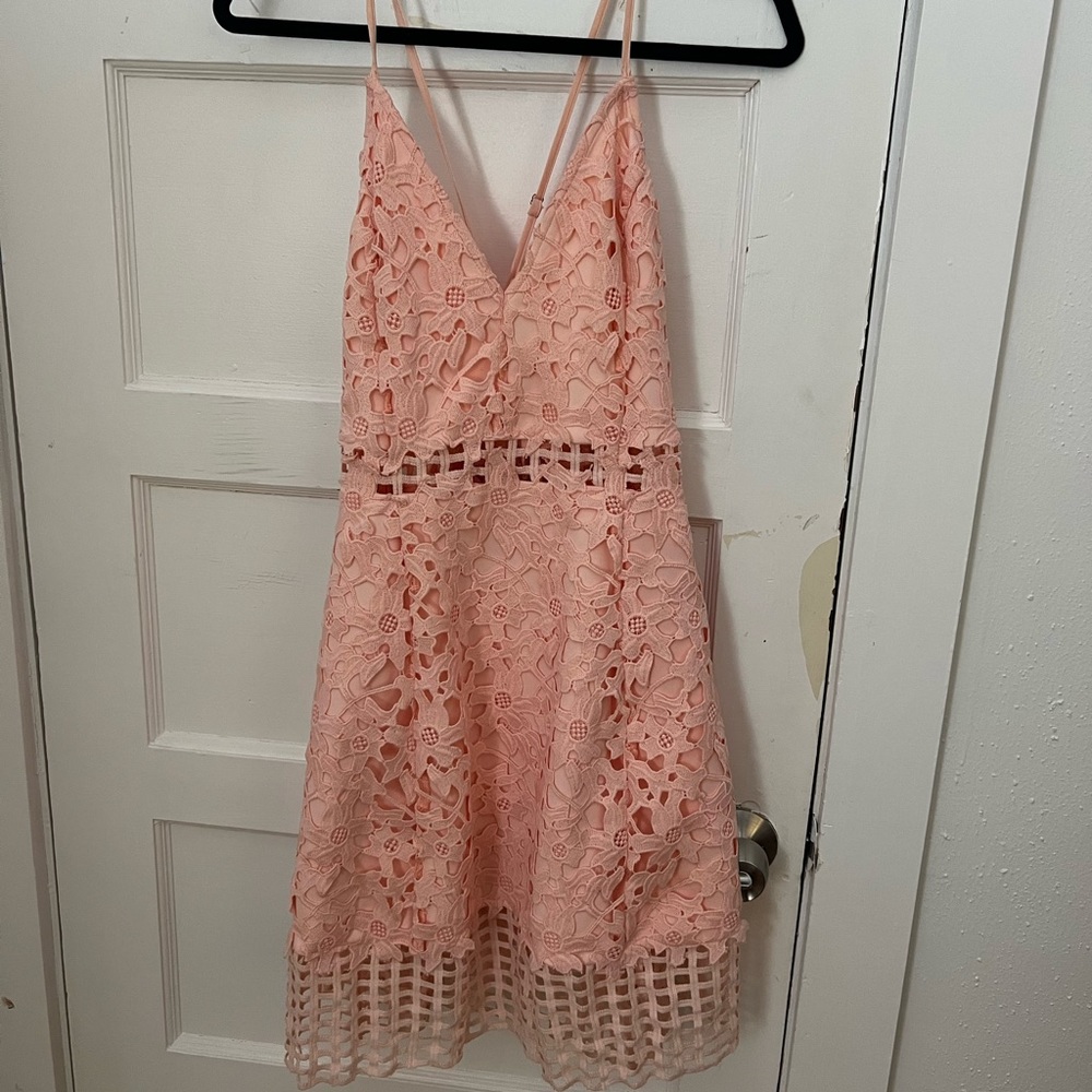 Blush pink lace dress